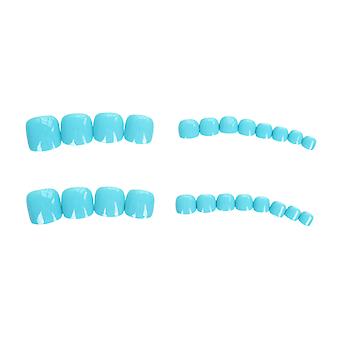 Turquoise Solid Color Fake Toenails Exquisite Applique Manicure Accessories For Women And Girls Nail Decor