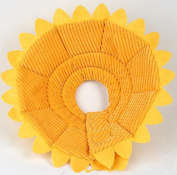 (s) Dog Cat Anti-bite Collars Adjustable Protection Comfy Cone Recovery Collar For Dogs And Cat With Cute Yellow Sunflower Pattern