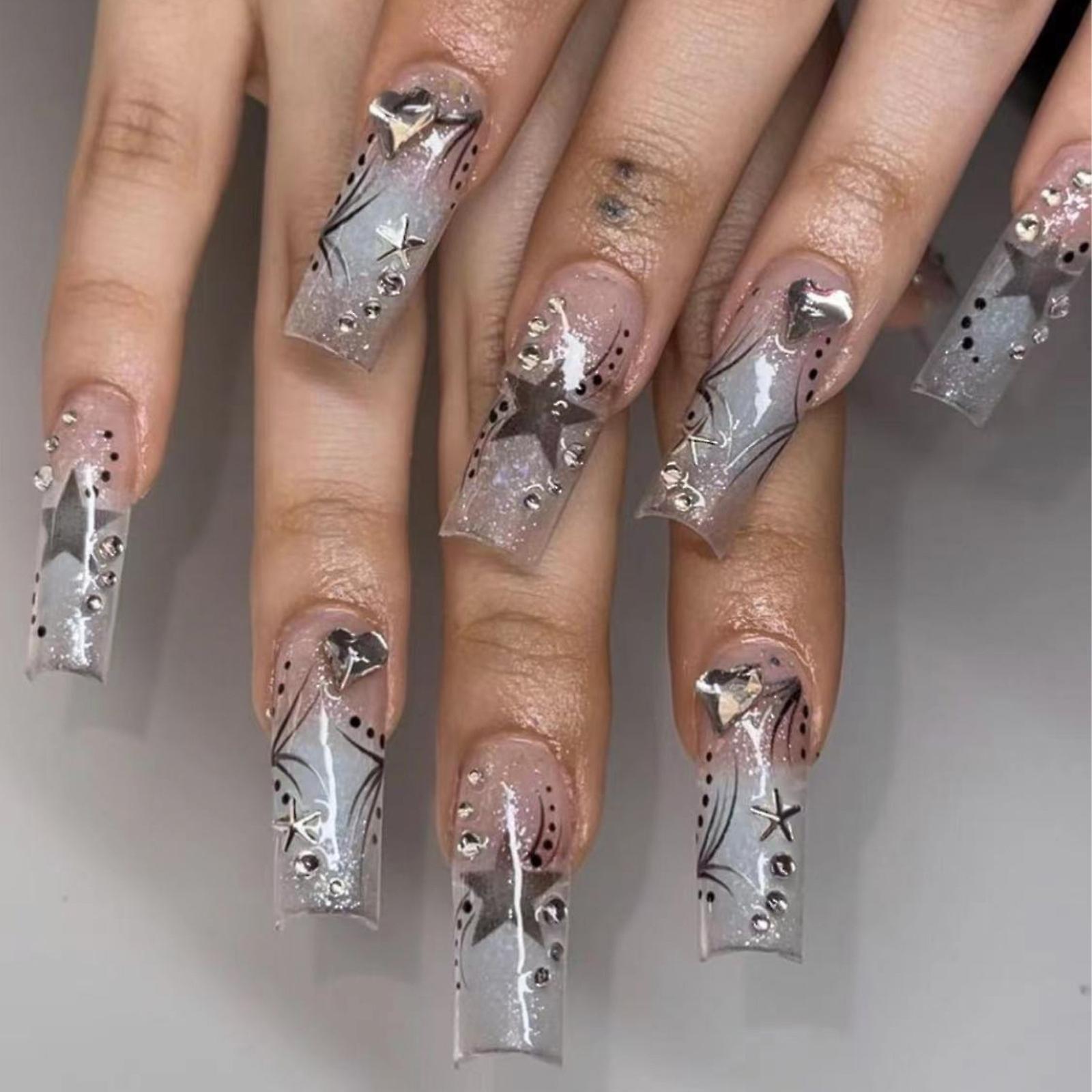 Transparent Long Square False Nails Chip-proof Smudge-proof Fake Nails