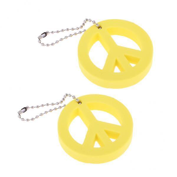 2x2 Pieces Round Buoy EVA Floating Keychain Keyring Yachting Key Float Yellow