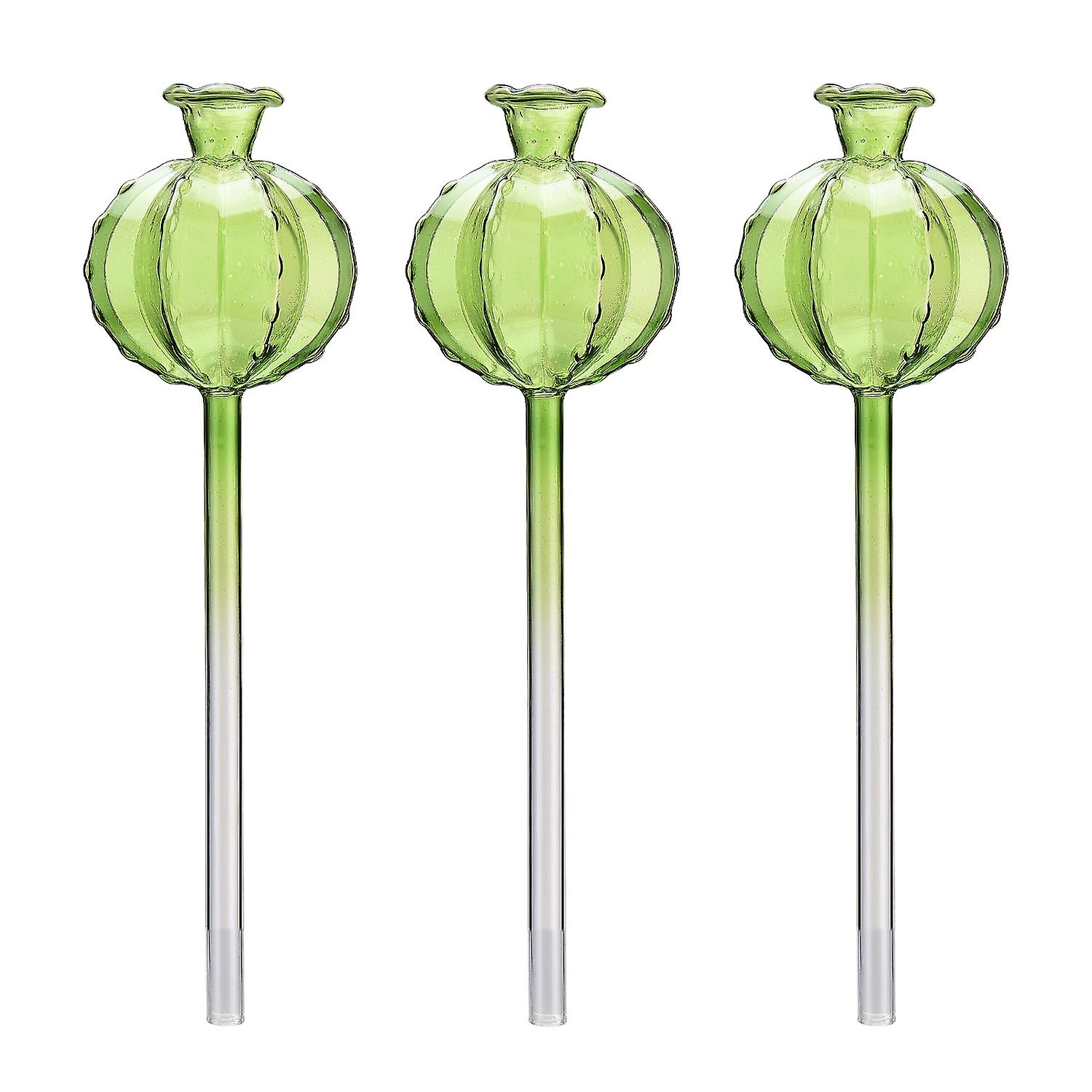 Boules d’auto-arrosage en verre de cactus vert, lot de 3 avec emballage en polystyrène