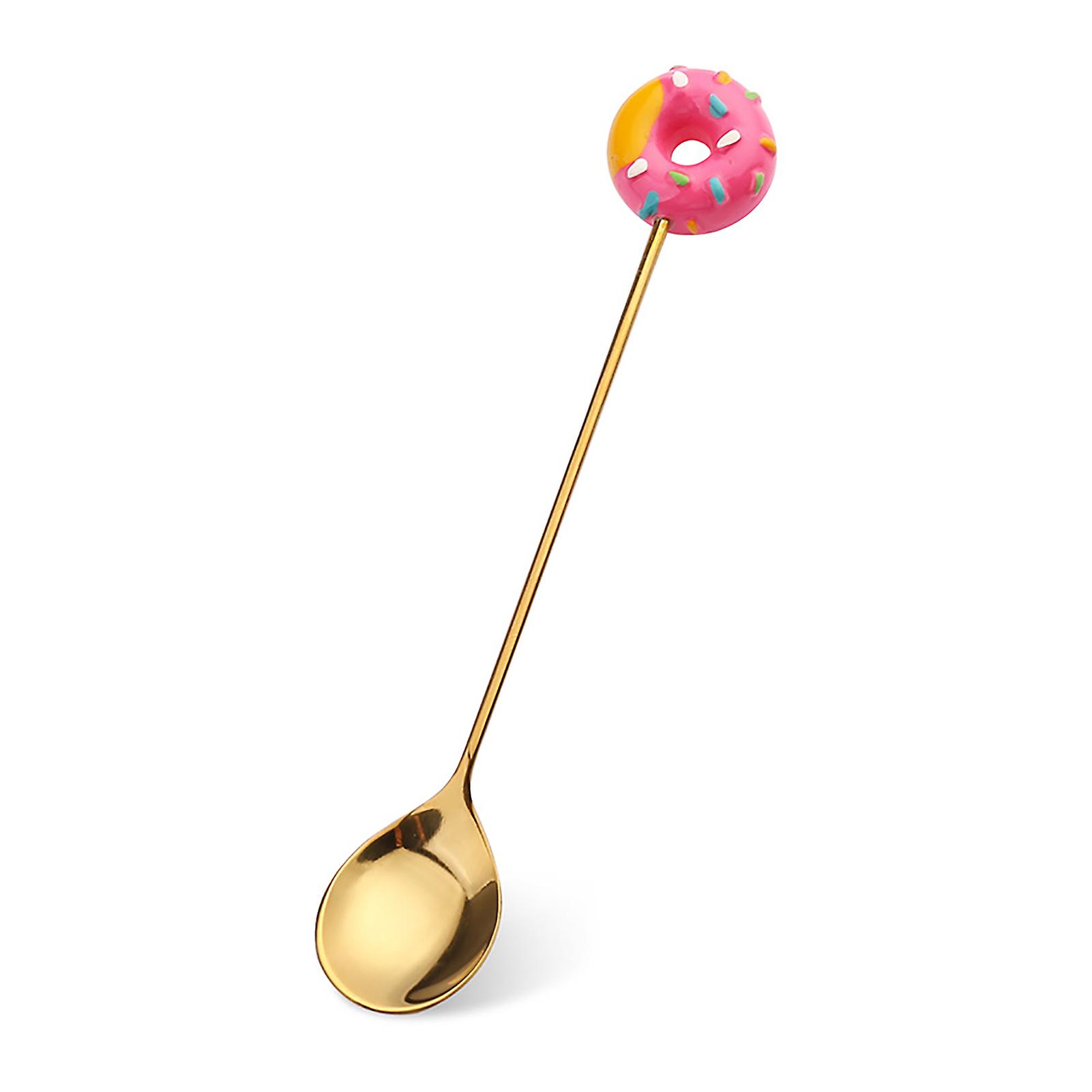 Stirring Spoon Fruit Fork with Innovative Lollipop and Cute Donut Shaped for Dessert Shops