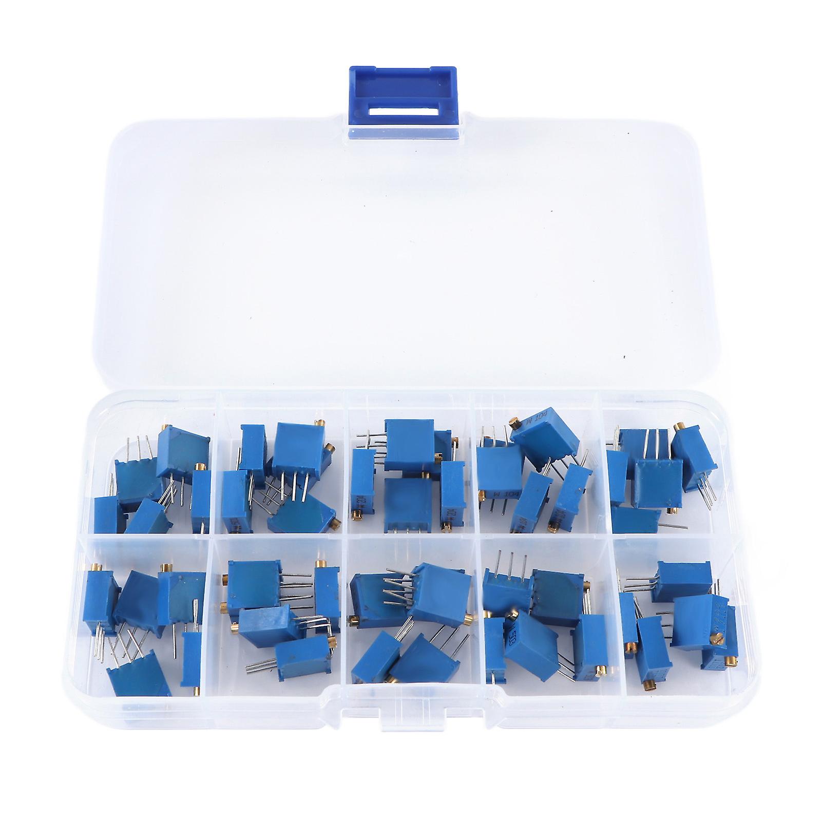 50pcs 3296W Adjustable Potentiometers Variable Resistor 1K 2K 5K 10K 20K 50K 100K 200K 1M Ohm