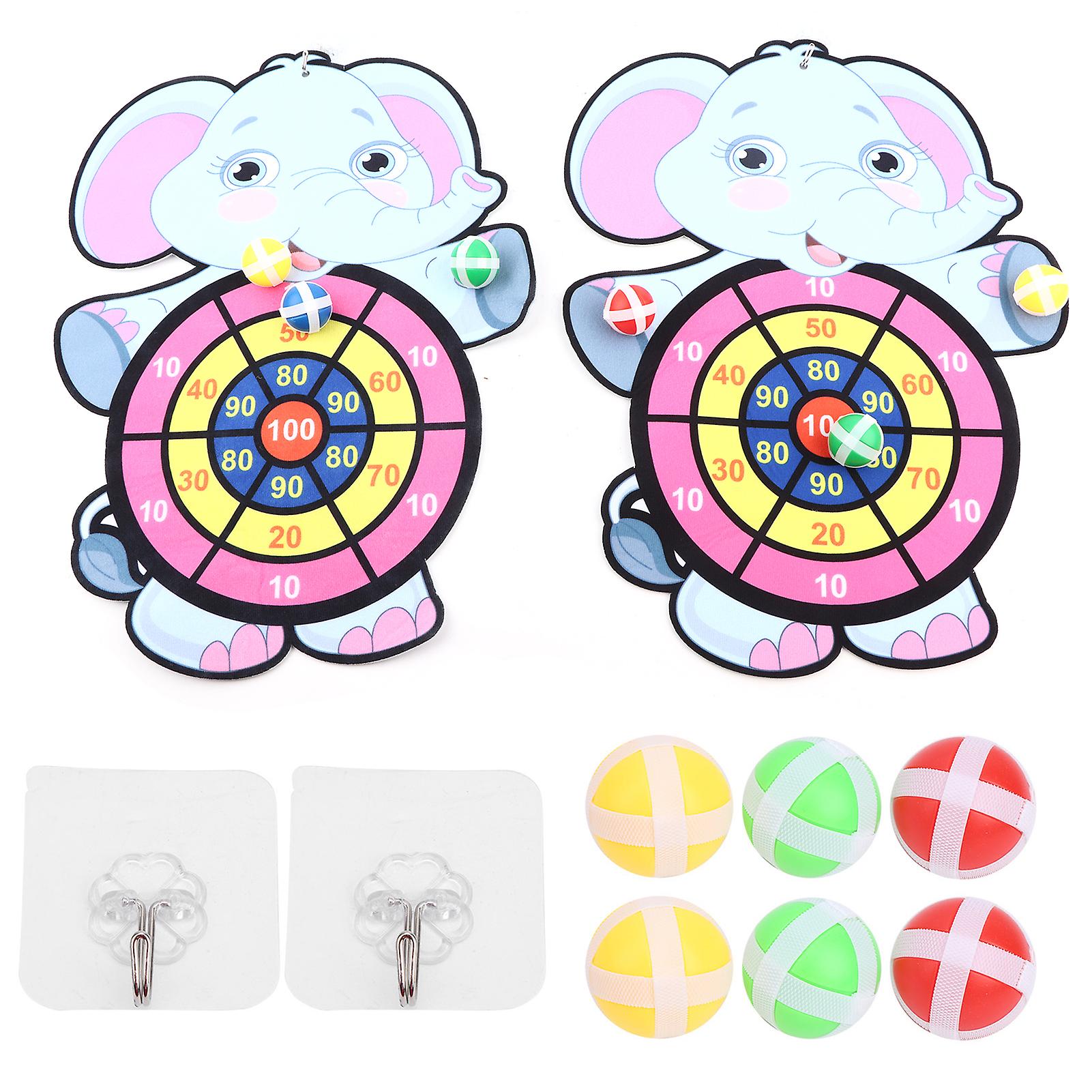 Kids Dart Board Game with Balls, Indoor Outdoor Educational Interactive Game, Elephant Dartboard