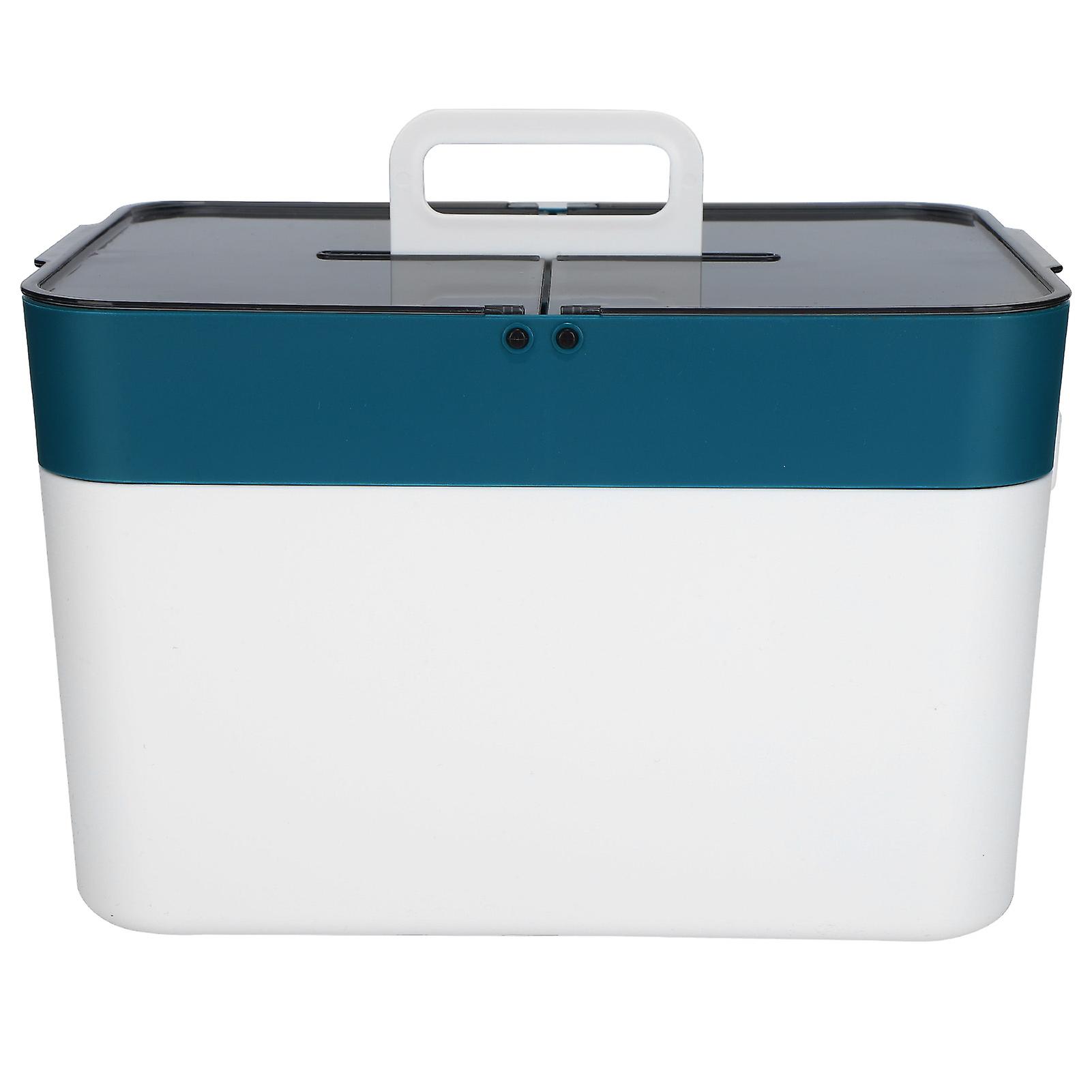 Large Capacity Storage Box: Double Layer Office Organizer with Dustproof Partition