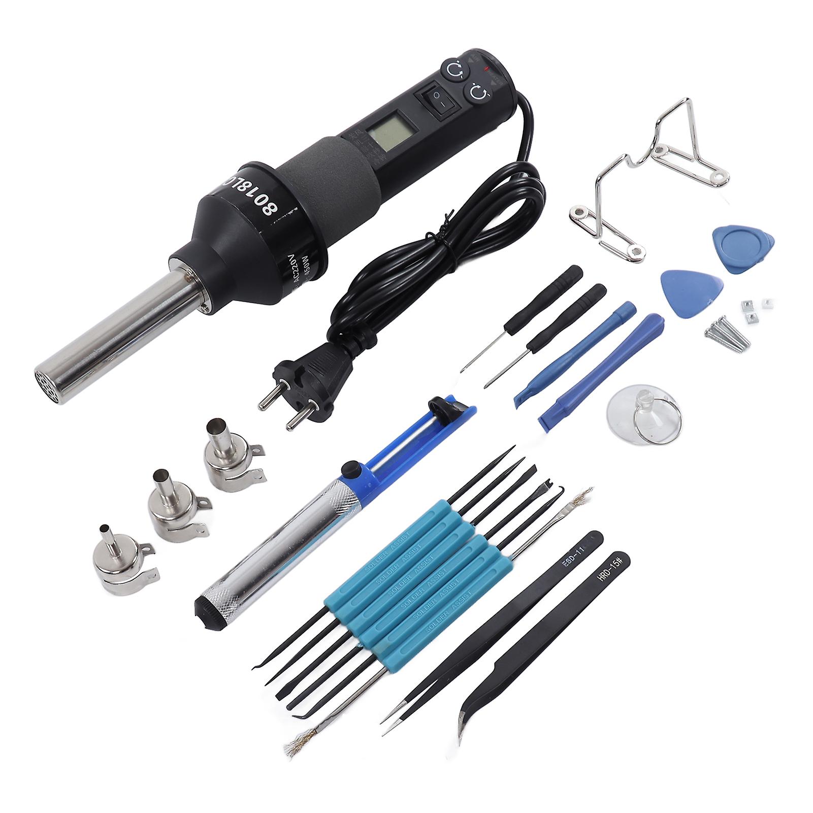 Portable LCD Display Hot Air Gun Adjustable Electronic Heat Gun Soldering Desoldering Tools EU Plug 220V