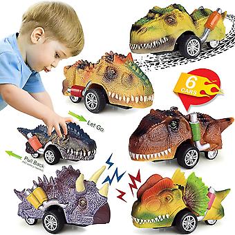 Dinosaurier-Spielzeug, Pull Back Cars, 6er-Pack, Dinosaurier-Spielzeug für Kinder, Dinosaurier-Spiele, Kleinkinder, Jungen, Mädchen, Geburtstagsgeschenke