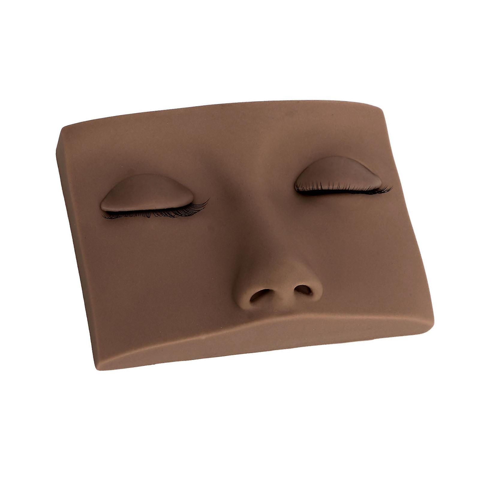 まつげマネキンヘッド取り外し可能なシリコン交換用まつげマネキンヘッドトレーニング用ダークブラウン