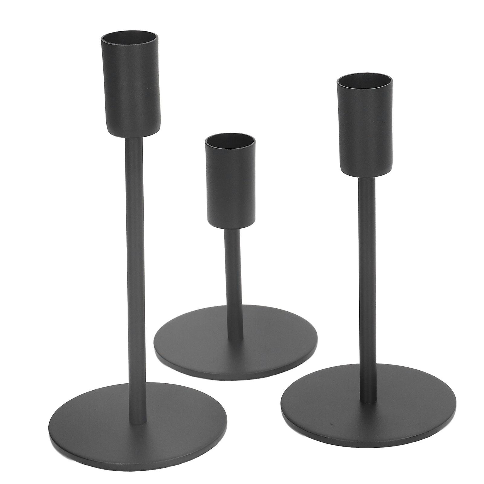 3pcs Black Taper Candle Holders Matte Polished Finish Rust Protection Metal Candlestick Holders with Round Base for Decoration 