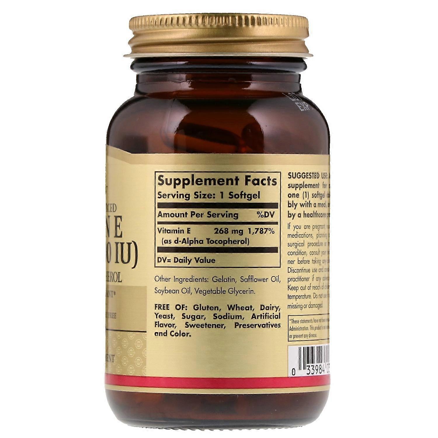 Solgar, Vitamin E, Natürlich bezogen, 268 mg (400 I.E