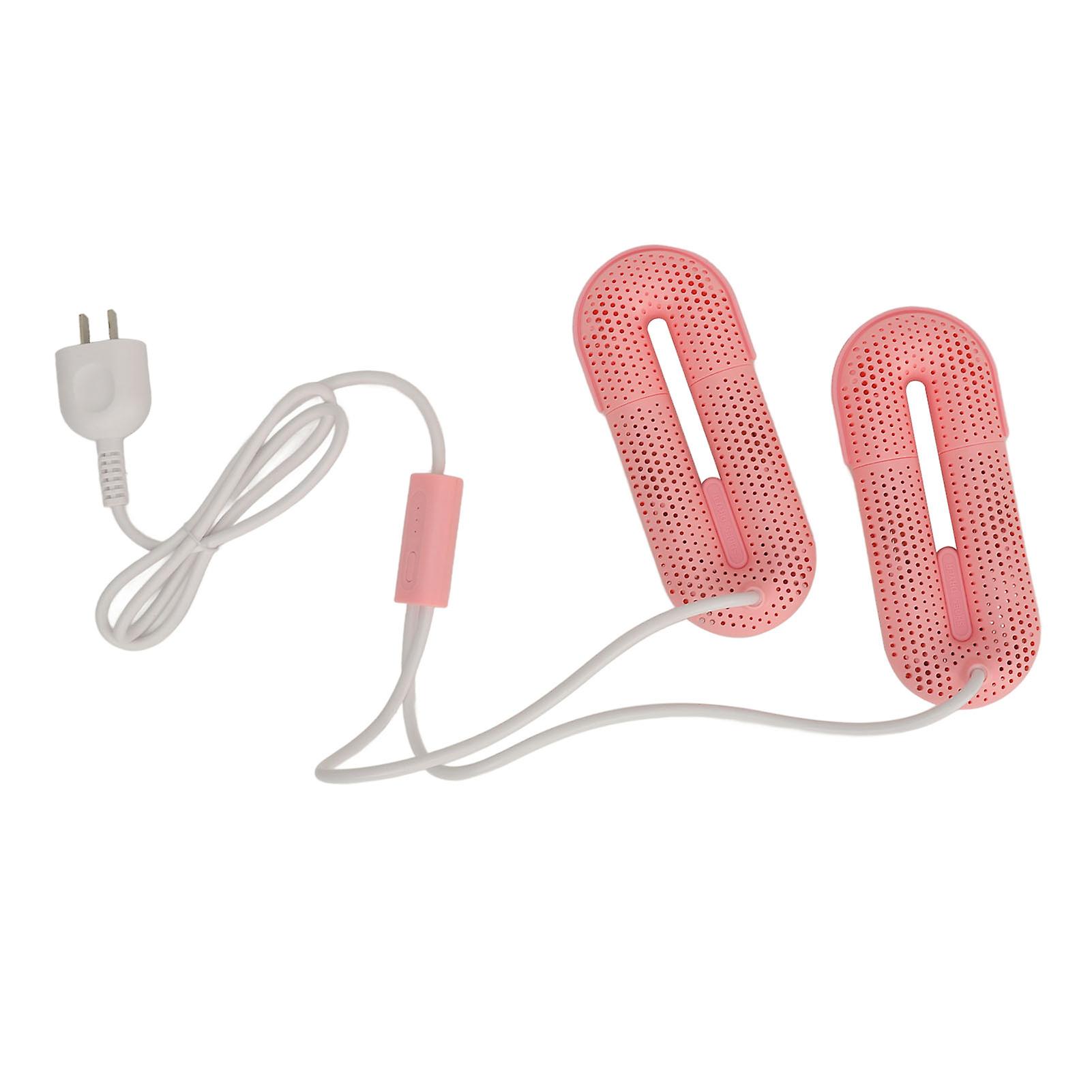 Pink Portable Shoe Dryer with Odor Control, Timer, and Safety Features for Home & Travel (220V CN Plug)