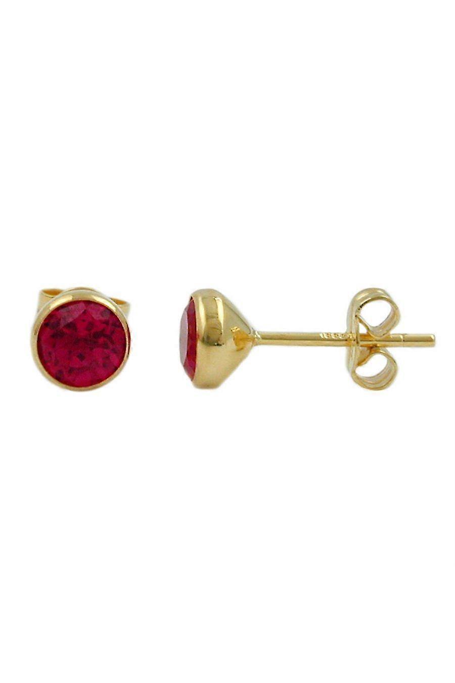 Stud Earrings 6mm Artificial Red-ruby 8k Gold - Gl431078