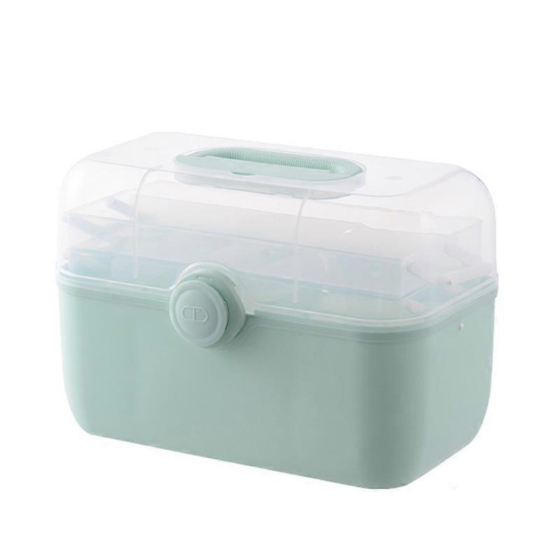 Multi-Layer Green Plastic Medicine Organizer for Home Storage