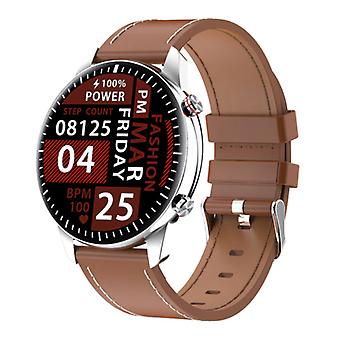 Madococo 2021 Sport Smartwatch - Leather Strap Fitness Activity Tracker Watch Android - Brown
