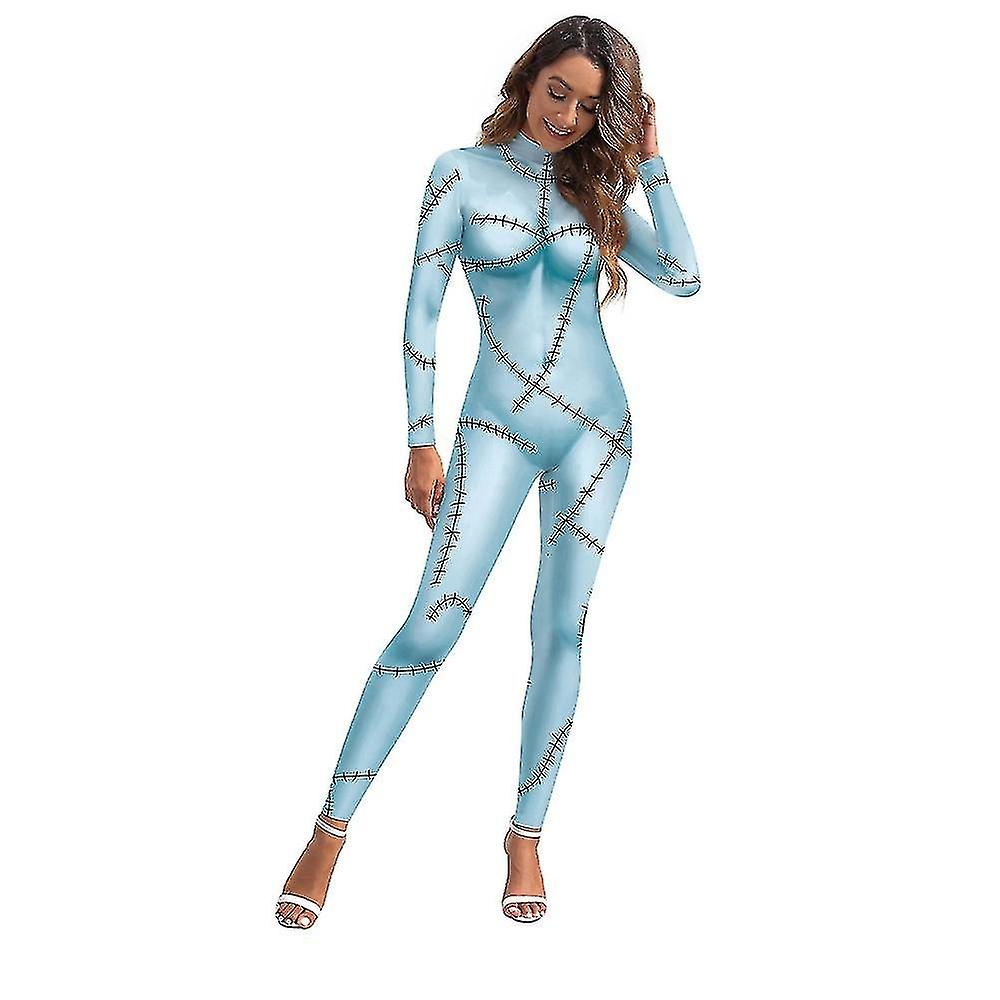 Women's 3D printed front-fitting jumpsuit set