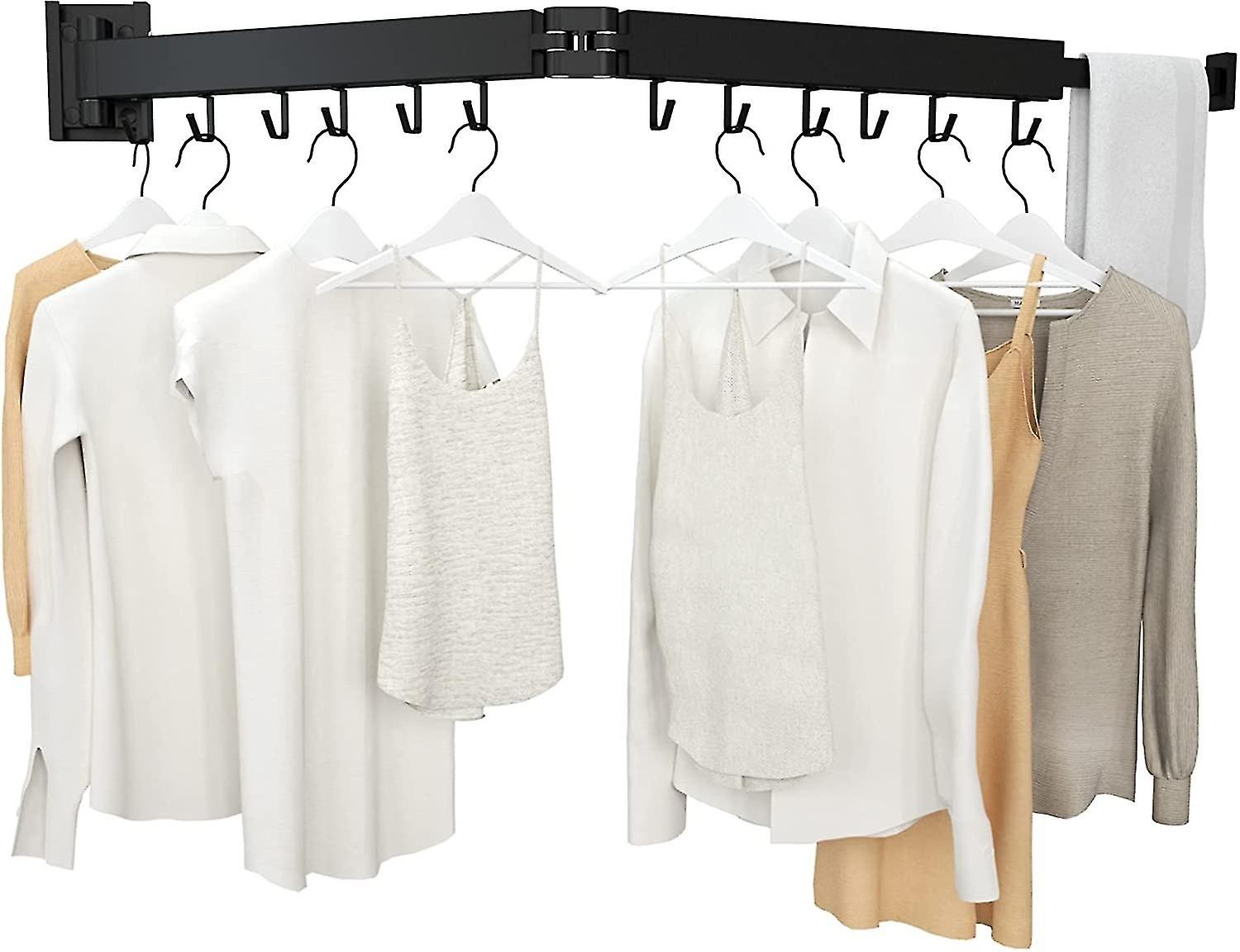 Retractable clothes drying rack, 2 fold black clothes drying rack, space saving, high quality foldab
