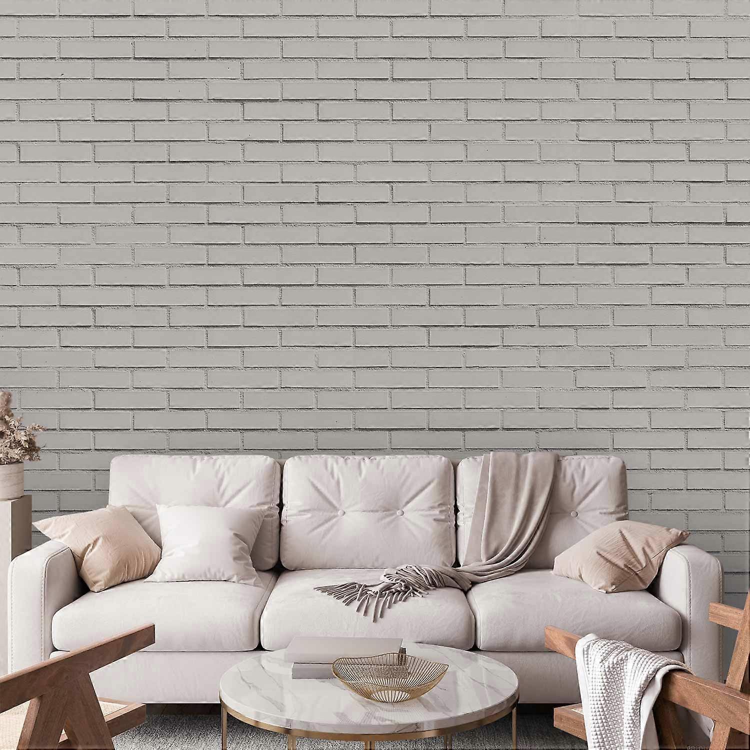 Self-adhesive Wall Mural - Snow Brick - Pattern Imitating a Brick Wall in White