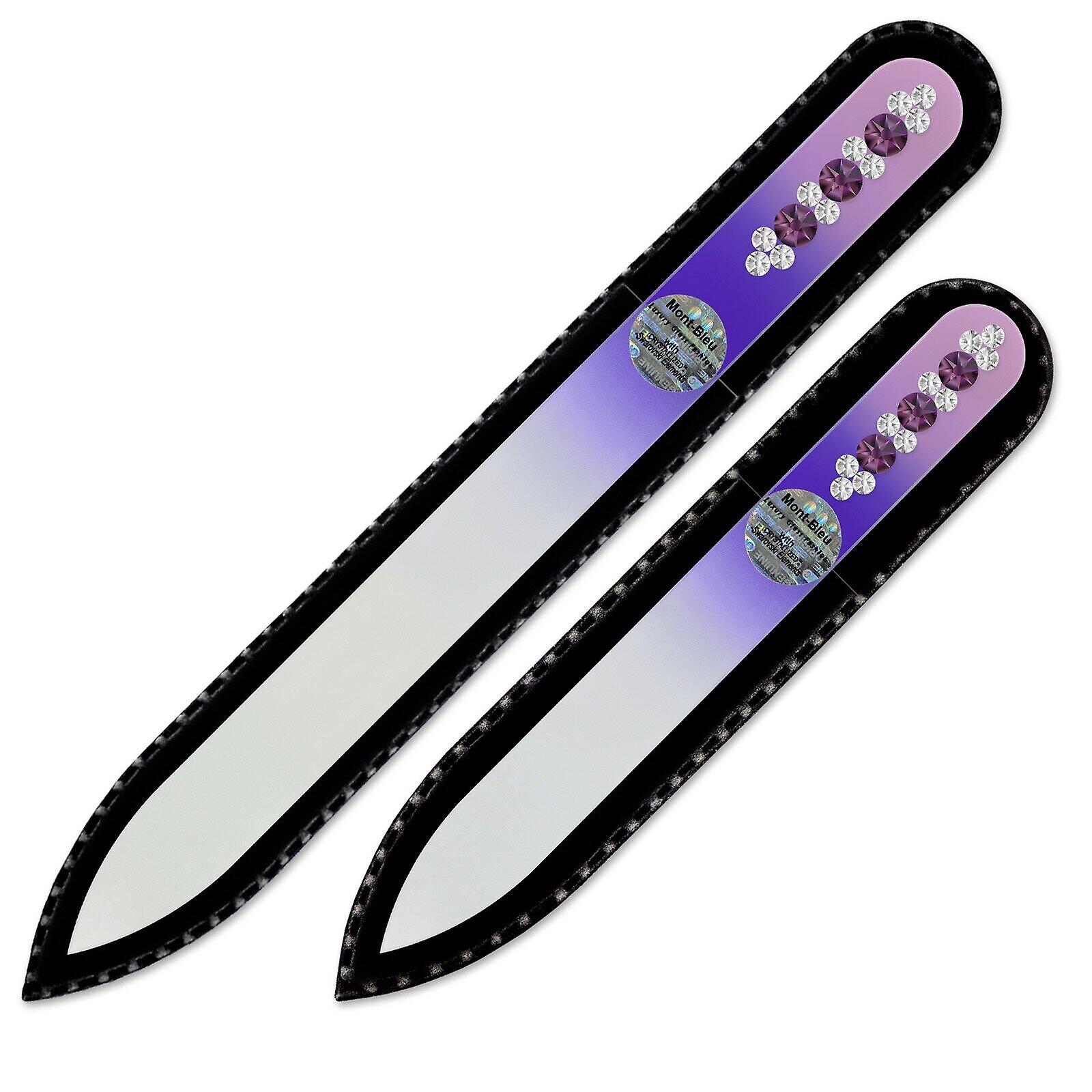 2-piece set with Hand Decorated Crystal Nail Files ORC-MS - Amethyst - Crystal