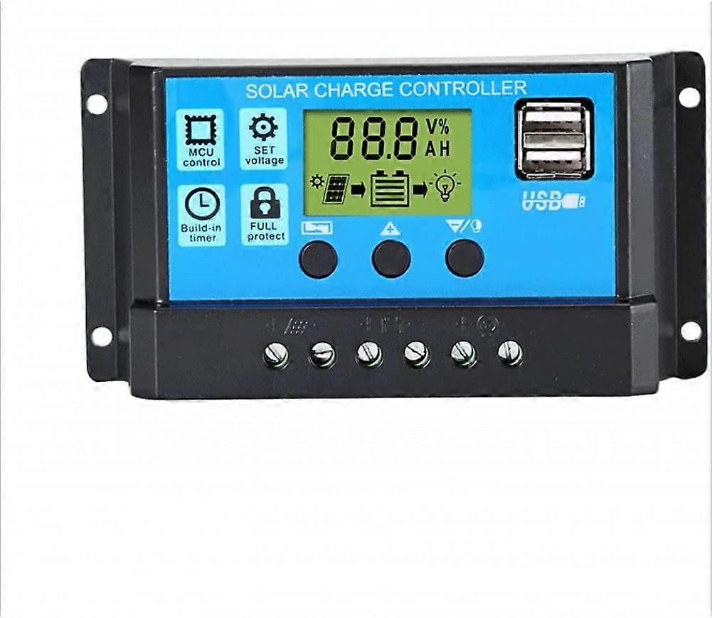 20A 12V/24V Smart Solar Panel Charge Controller with LCD Display and USB Port, Over Current Protection, for Solar Panel Battery Lamp LED Lighting