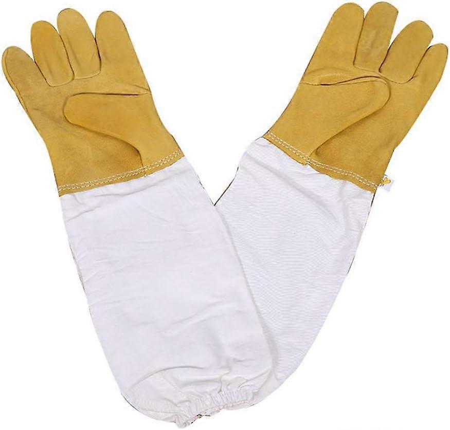 Beekeeping Gloves - Durable Goatskin Protective Gloves for Beginner Beekeepers (Yellow)