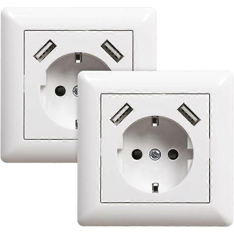 Flush-mounted USB socket with USB socket (max. System 55 Protective contact wall socket for MP3 smartphone, glossy white, 2 A