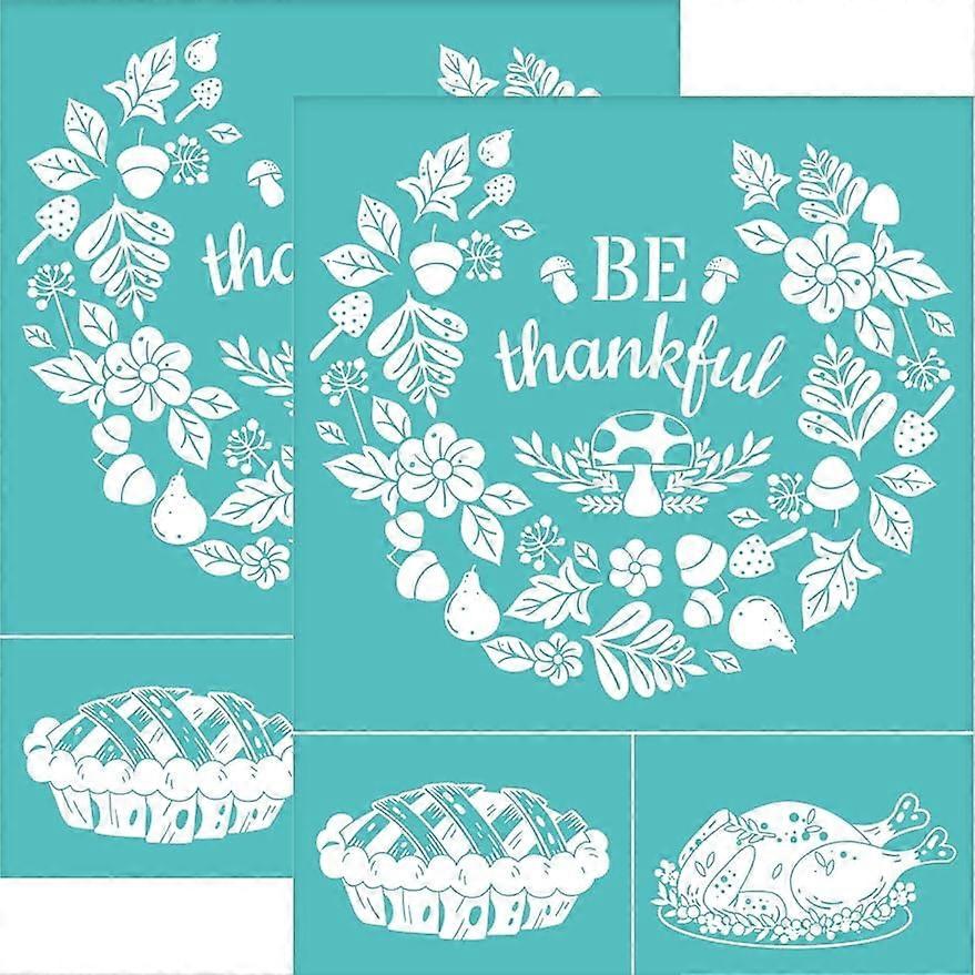 2Pcs 8.6x11 Inch Wreath Self-Adhesive Silk Screen Printing Stencil Apple Pie Turkey Silk Screen Stencil Be Thanksful Reusable Mesh Stencils Transfer f