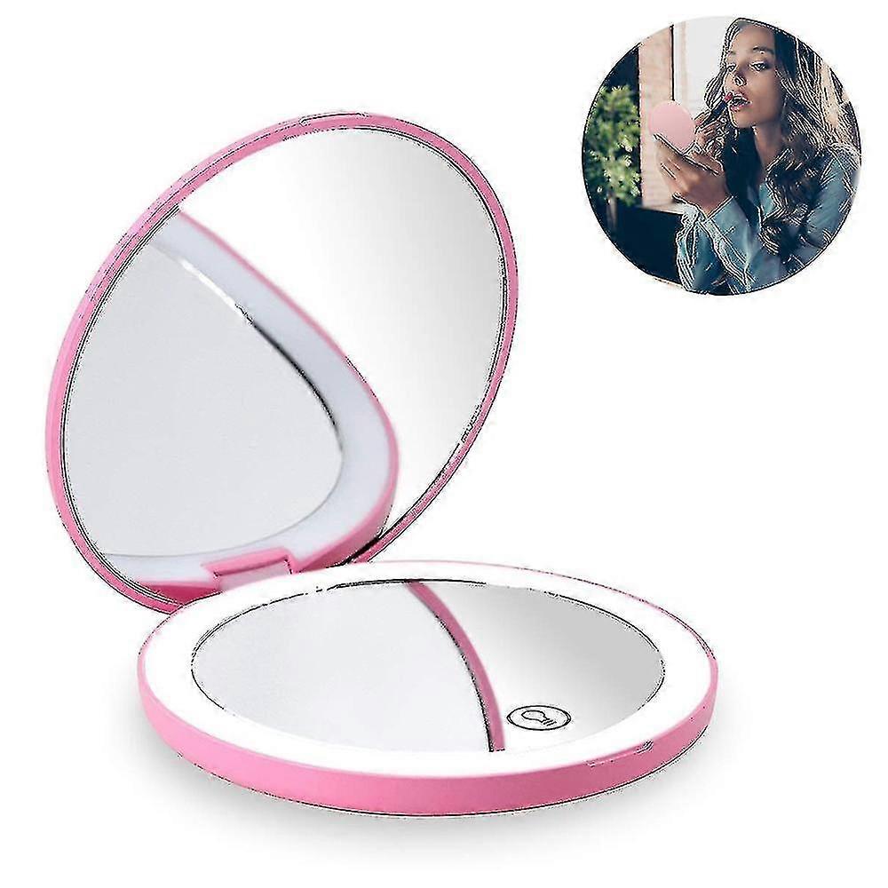 1x And 10x Magnifying Handheld Makeup Mirror With 12 Leds Lights