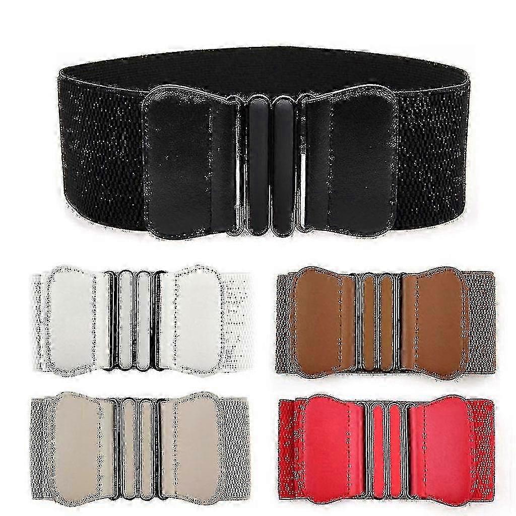 Ceinture dames élastique large réglable boucle en alliage / 7.5cm_Dec