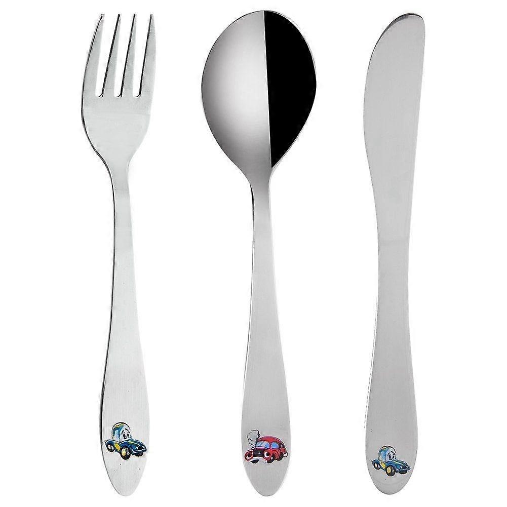 Cutlery Set for Children - Three-piece with Car Motif