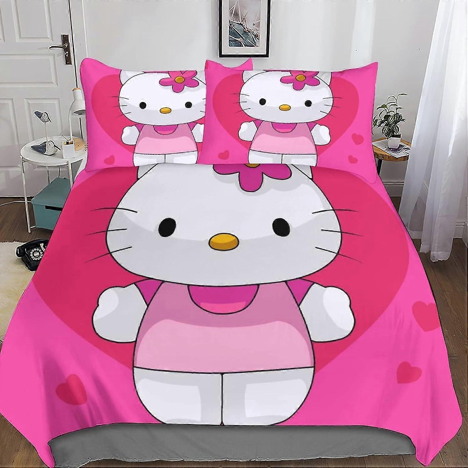 Cartoon Cat Bedding Set, Girls Super Soft Comforter Set Queen Size, Cute Cats Printed Quilt for Kids Teen, Lovely Blue Microfiber Comforter fo並行輸入 Cute Cat Comforter Cover Cartoon Cat Printed Set Bedding Set for