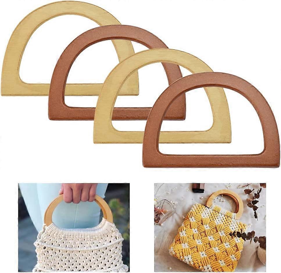 4 PCS Bag Handles for Bag Making Craft,D Shape Handbag Replacement(beige+brown)