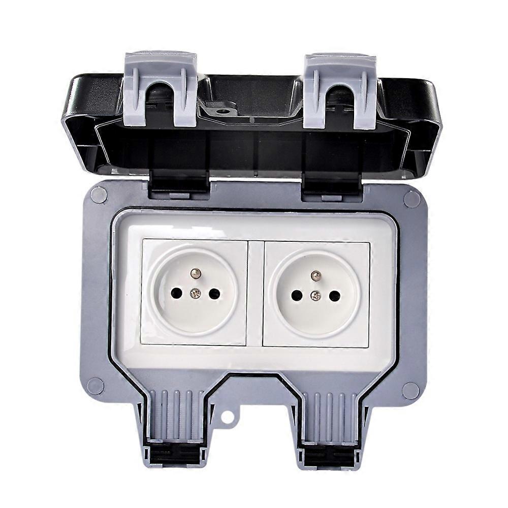 IP66 Waterproof Outdoor Wall Switch Power Socket 16A EU Standard Electrical Outlet Socket Panel AC 110~250V