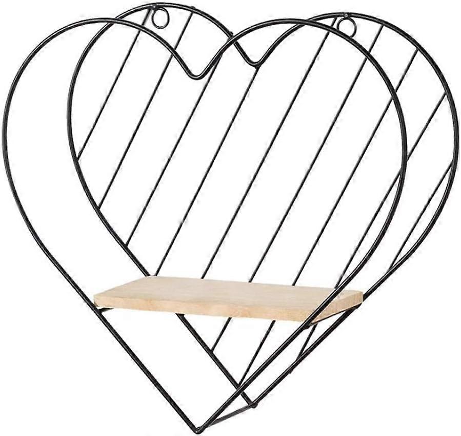 رف حائط معدني - قوس حائط تخزين على شكل قلب من الحديد المطاوع - 32 * 30 * 9 سم