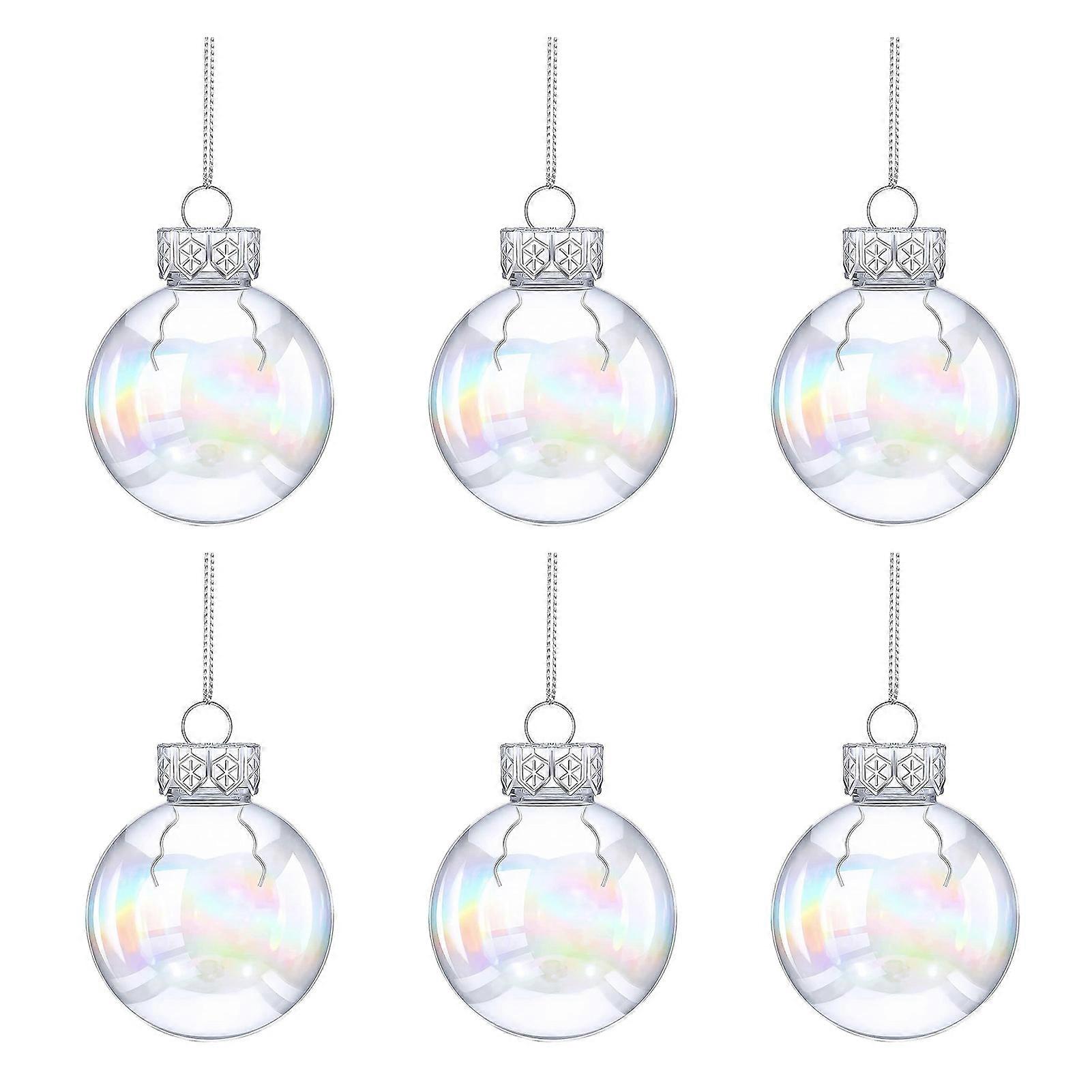 6/12 Adet Noel Topları Şeffaf Doldurulabilir Anti-break Yeniden Kullanılabilir Yanardöner Süs Topları Noel Ağacı Dekorasyon Yeni Yıl Tatil Partisi Deco