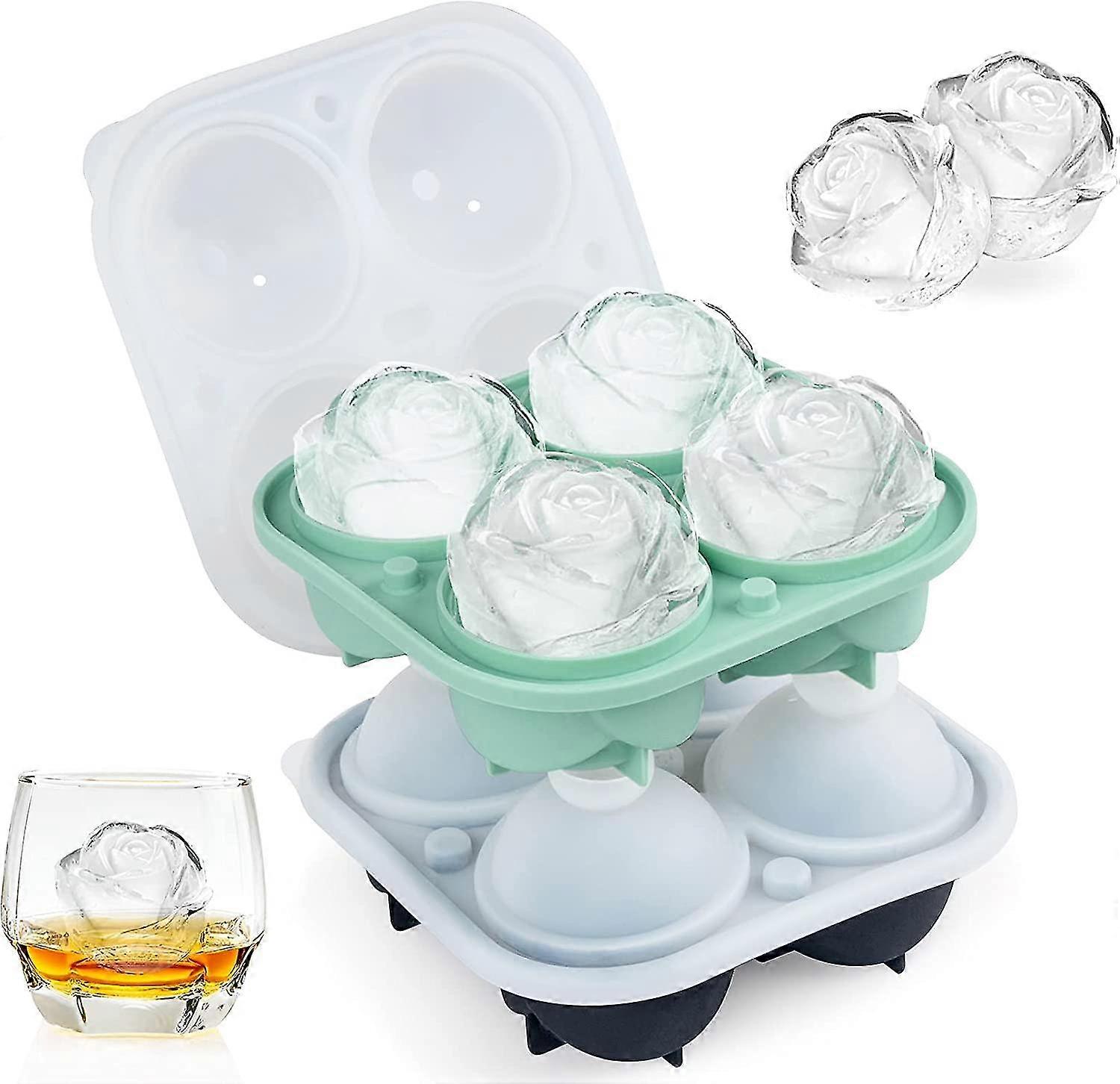 Ice Cube Tray Silicone, 2 Pack Rose Ice Tray With Removable Lid Easy-release