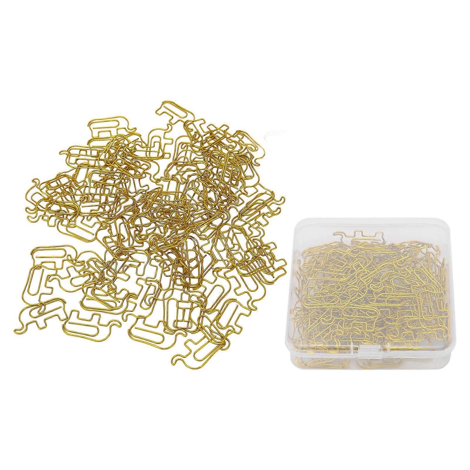 100 قطعة على شكل مشابك ورق تمنع الانزلاق لطيف مزخرفة معدنية مشابك ورق صغيرة لدفتر المستندات الذهبي