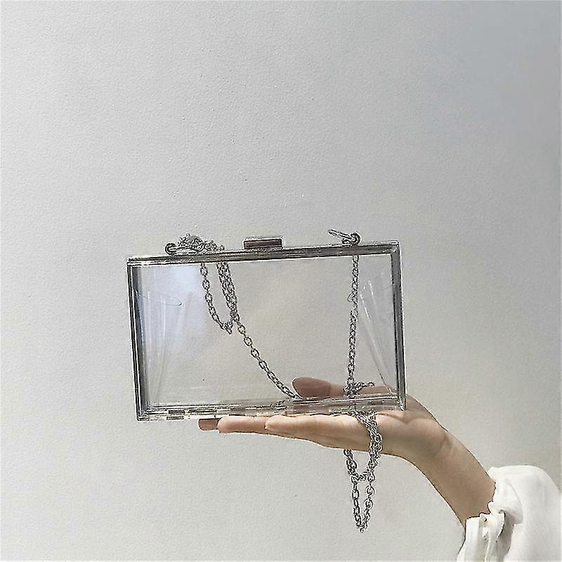 transparent bag with chain - silver--(meili)