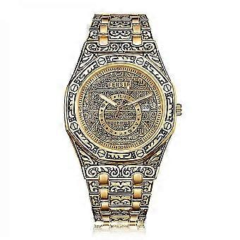 Men's Fashion Watch Waterproof Quartz Relojes De Hombre Luminous Stainless Steel  Gold
