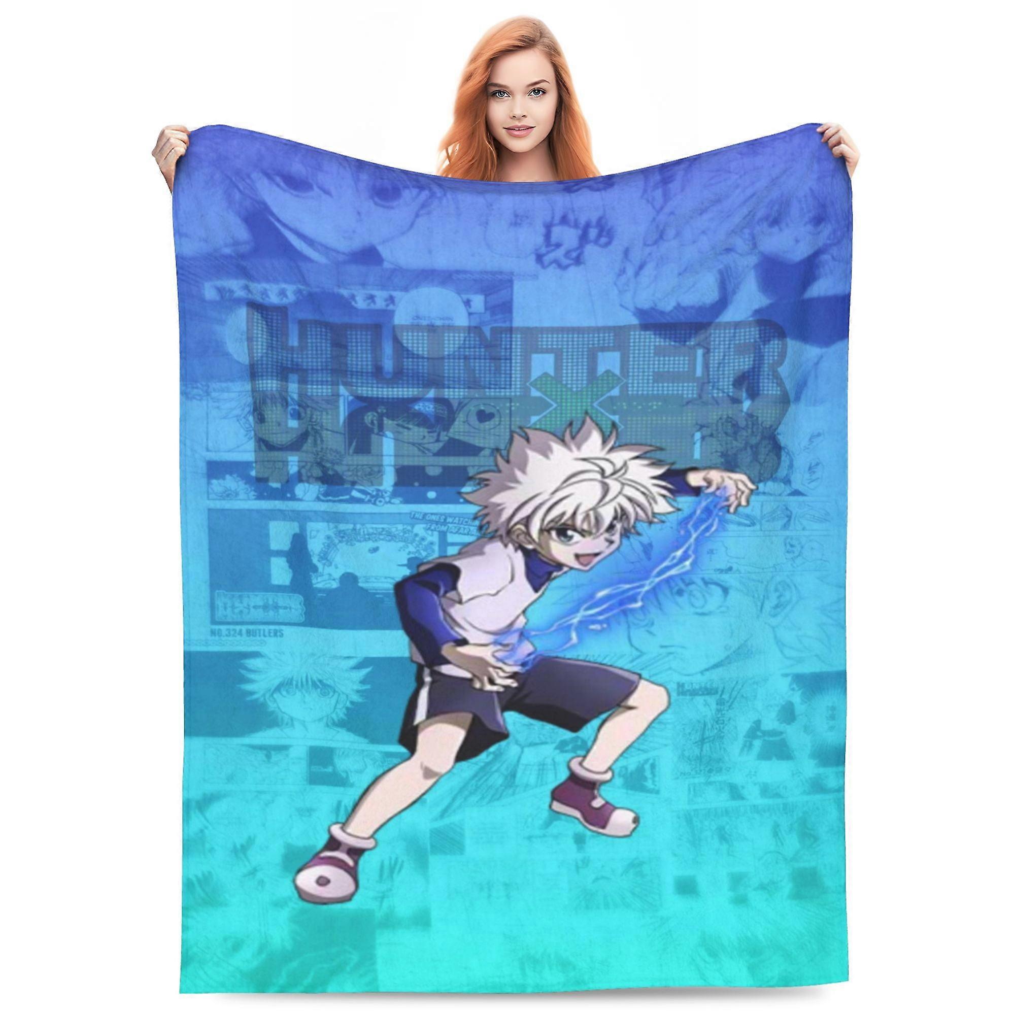 Hunter X Hunter Killua Lightning Bed Blanket 3D Printed Throw Blanket Lightweight Super Soft Air Conditioning Room All Season Blanket Sofa Couch Bed F