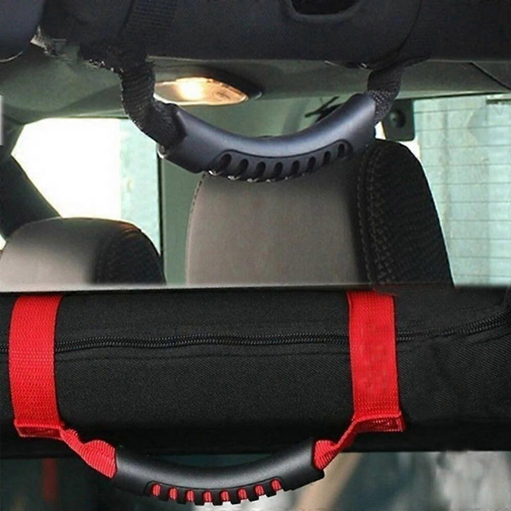 4-Pack Black Roll Bar Grab Handles – Fits Jeep Wrangler YJ, TJ, JK, CJ (ABS + Nylon)