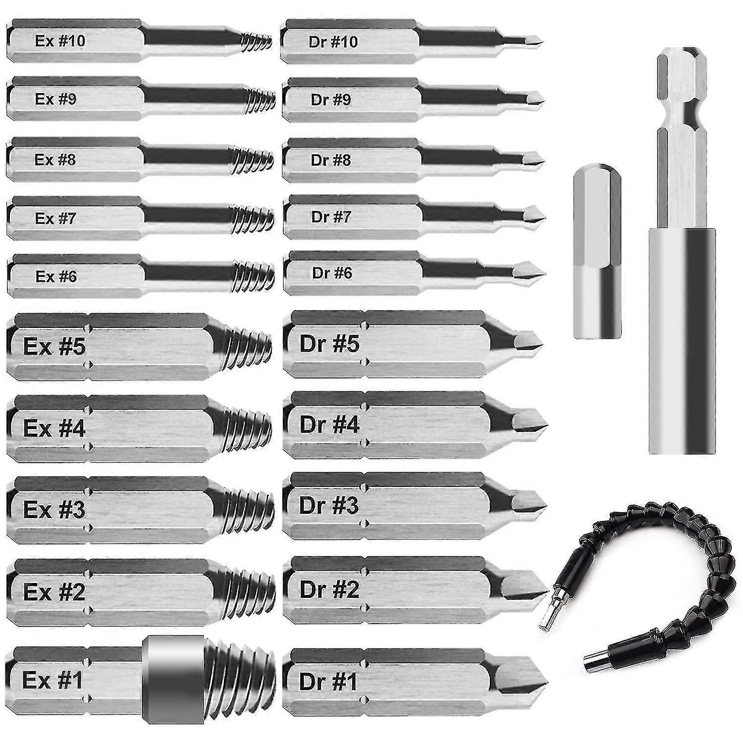 23 Pcs Damaged Screw Extractor Set For Broken Bolt Extractor