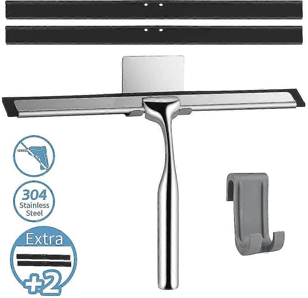 Shower Squeegee - Stainless Steel Shower Wiper Without Drilling