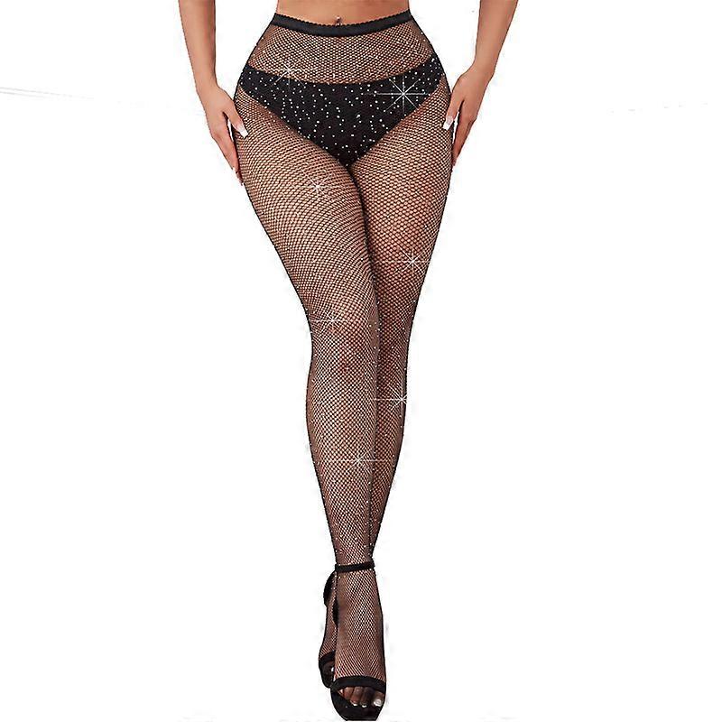 Women's Fishnets Sparkly Tights High Waist Rhinestone Stockings