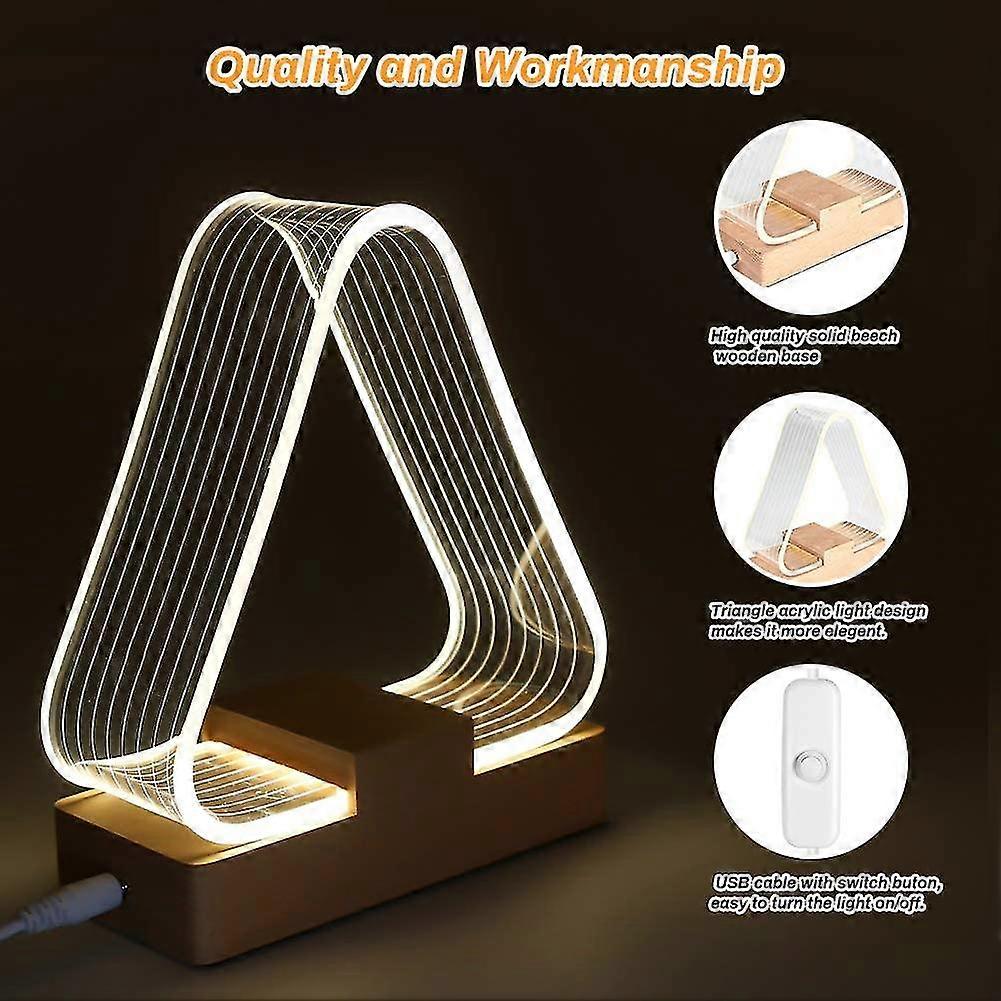 usb bedside triangle decorative table lamp
