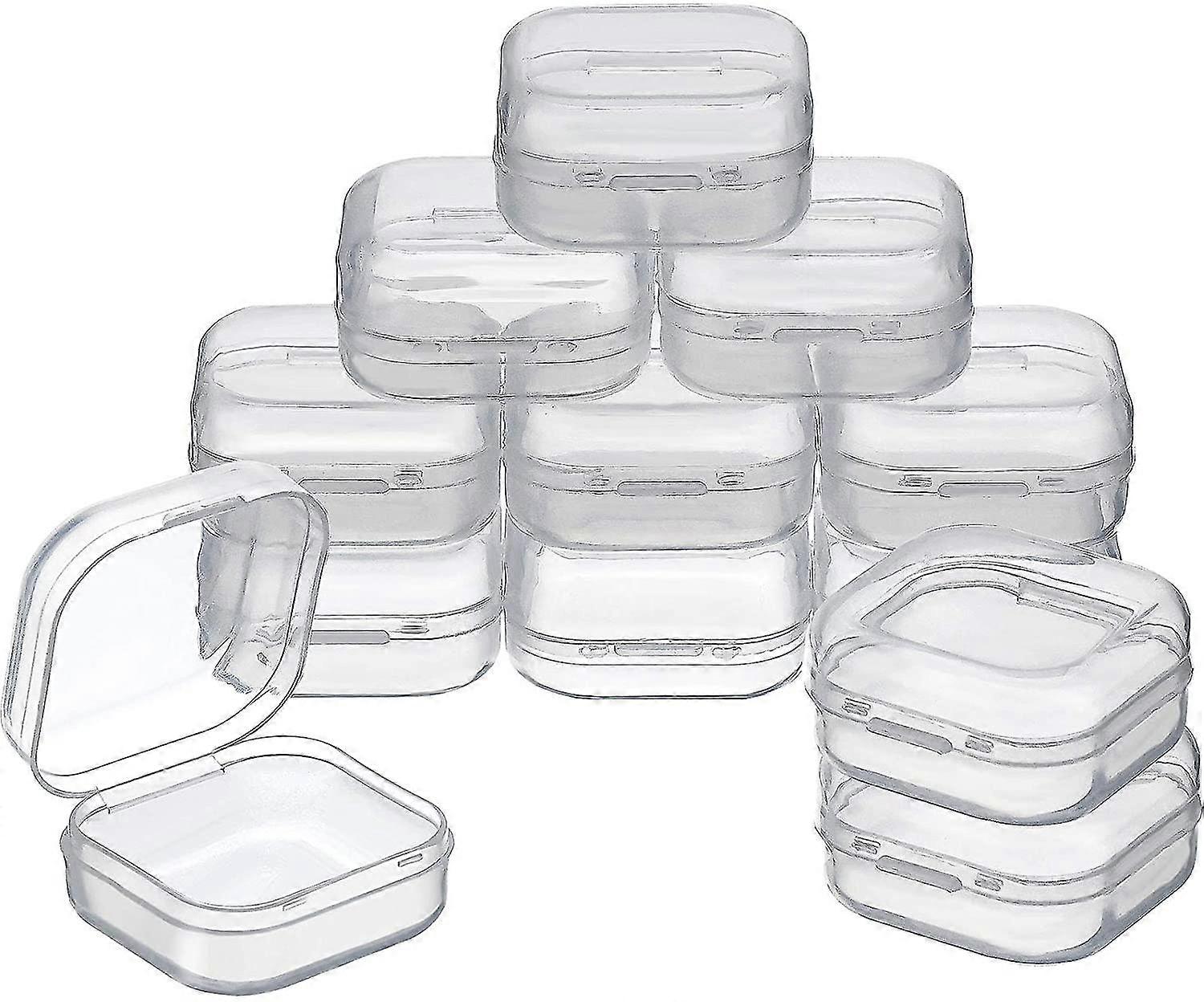 12 Pack Clear Plastic Beads Storage Containers Box With Hinged Lid For Beads And More