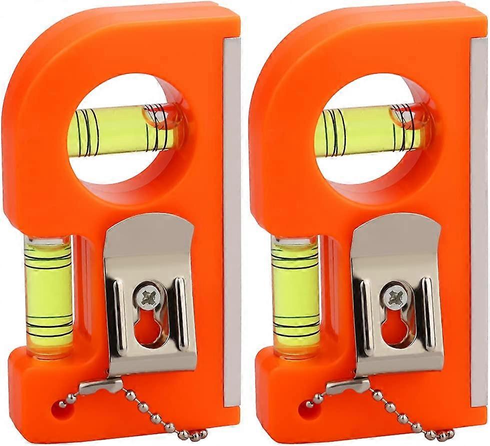 2 Pcs Small Pocket Level Tool 85mm/3.3inch Aluminium Pocket Spirit Level Magnetic with Two Level Bubble Metal Keychain & Hook for Tiles Floor Picture