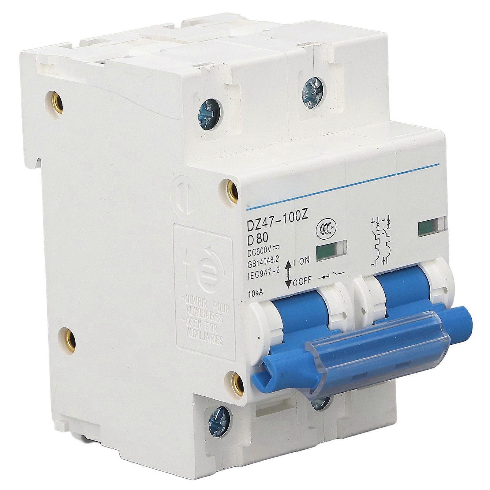 DC Circuit Breaker 10KA Breaking Capacity 36mm DIN Rail Overload Protection Miniature Circuit Breaker DC500V 80A