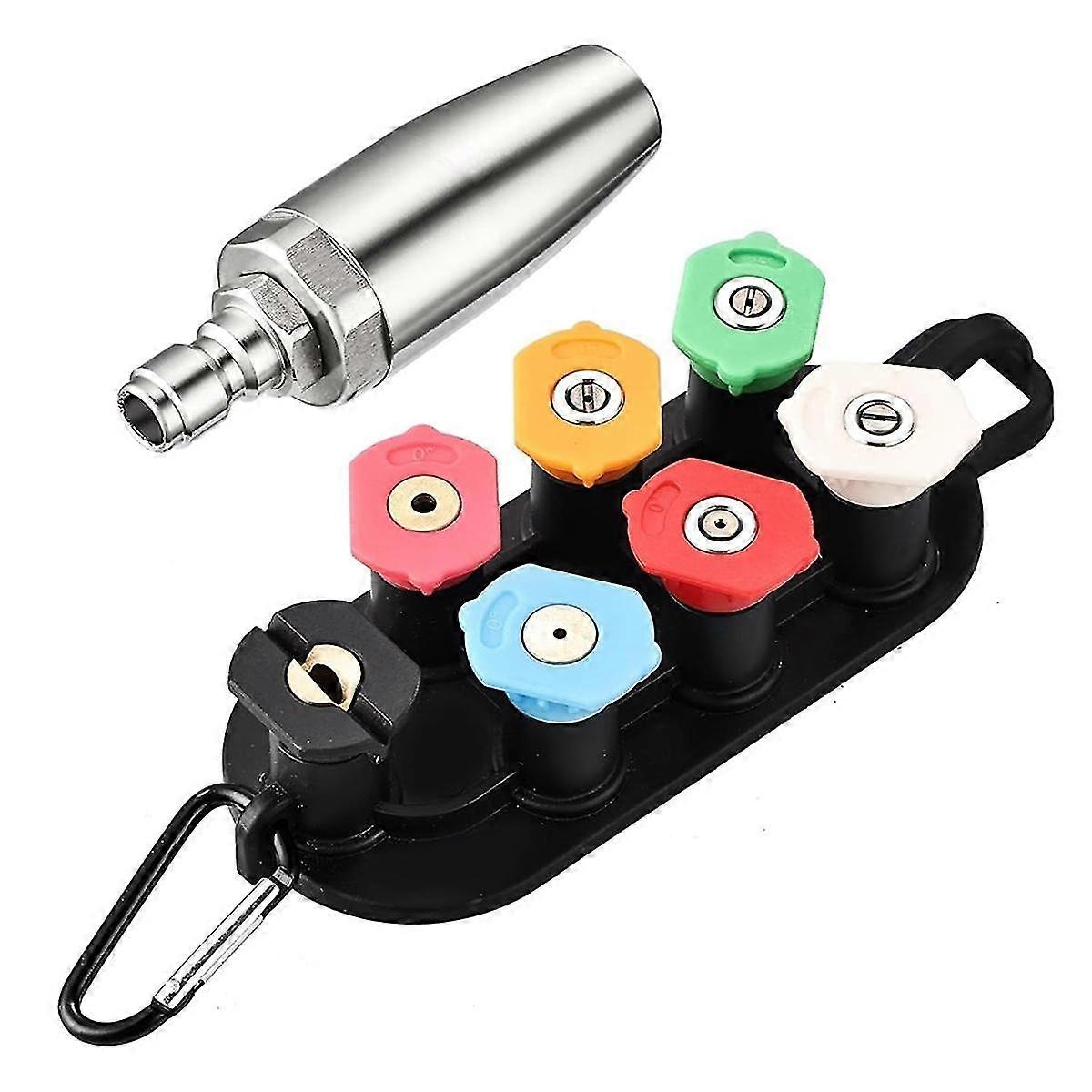 Turbo Nozzle For Pressure Washer,4000psi Rotating Turbo Nozzle 1/4inch Quick Connect,7 Sprays Nozzle Tipsnozzle Holder