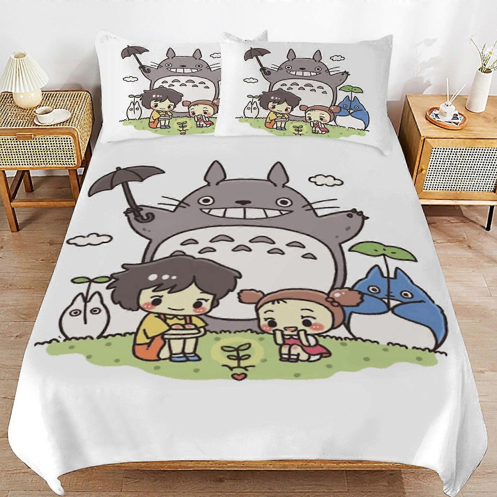 bedding set CA336 My Neighbor Totoro Bed Duvet Cover Microfiber Bedding Sets 3D Printed Lightweight 3 Piece Comforter Sets, 1 Duvet Cover And 2 Pillow