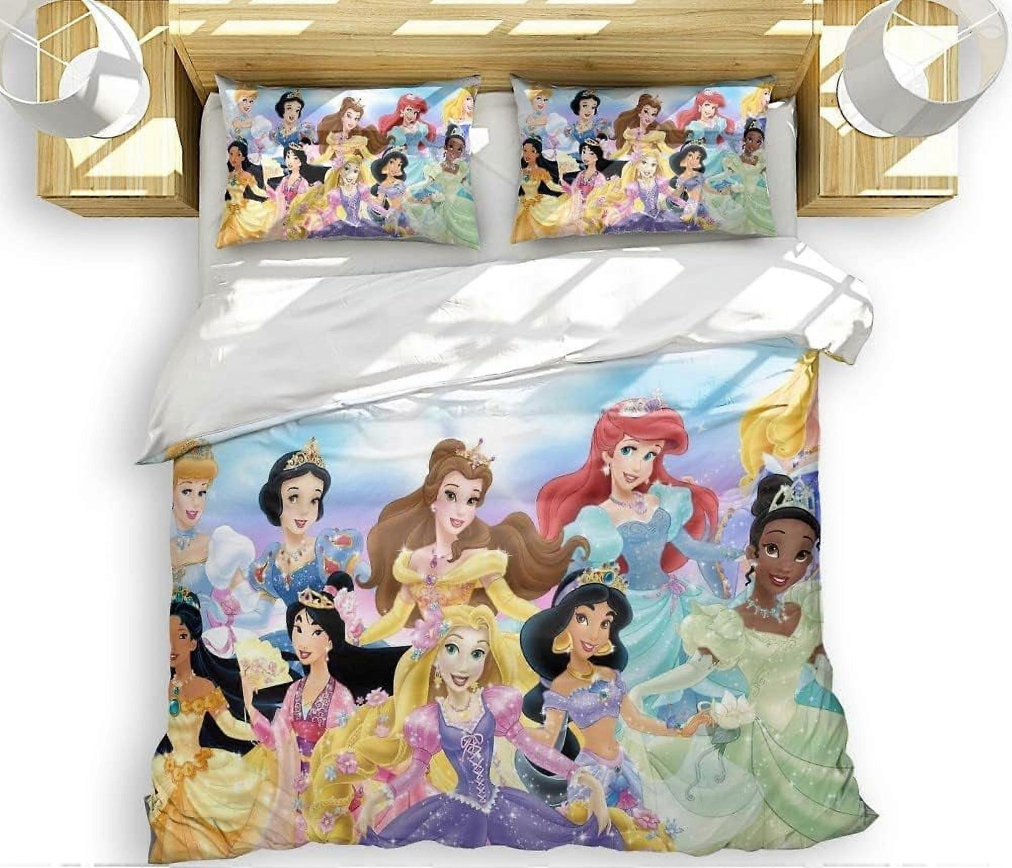 Bedding set GD15 Princess Series Cartoon Duvet Cover Anime Soft Bedding Set 3D Print Comforter Cover Set, 3 Pcs(2*Pillowcase+1*DuvetCovers) HZ15